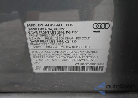 2016 Audi Q3 2.0T Premium Plus from USA, damaged, VIN WA1GFCFS6GR012628